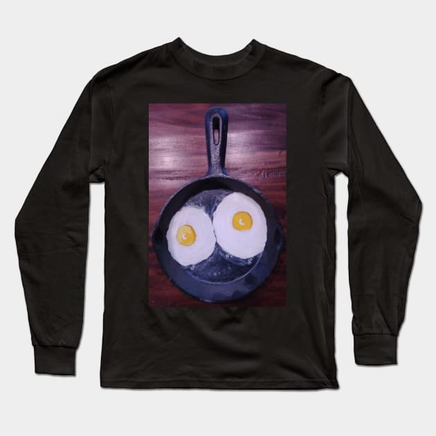 Fried eggs in a skillet Long Sleeve T-Shirt by Matt Starr Fine Art